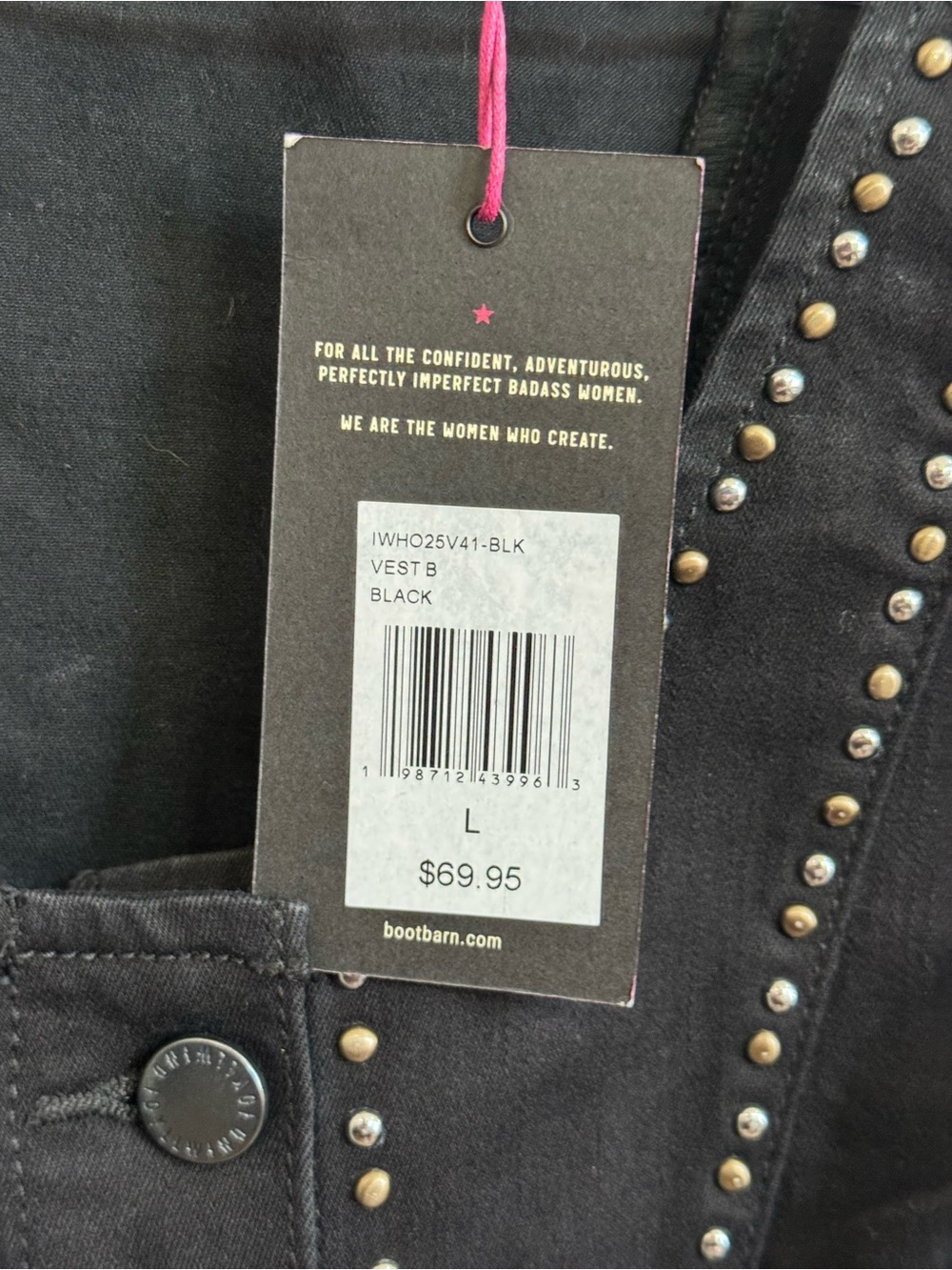 Idyllwind by Miranda Lambert Black Studded Crop Vest Size L (NWT) - Picture 5 of 6